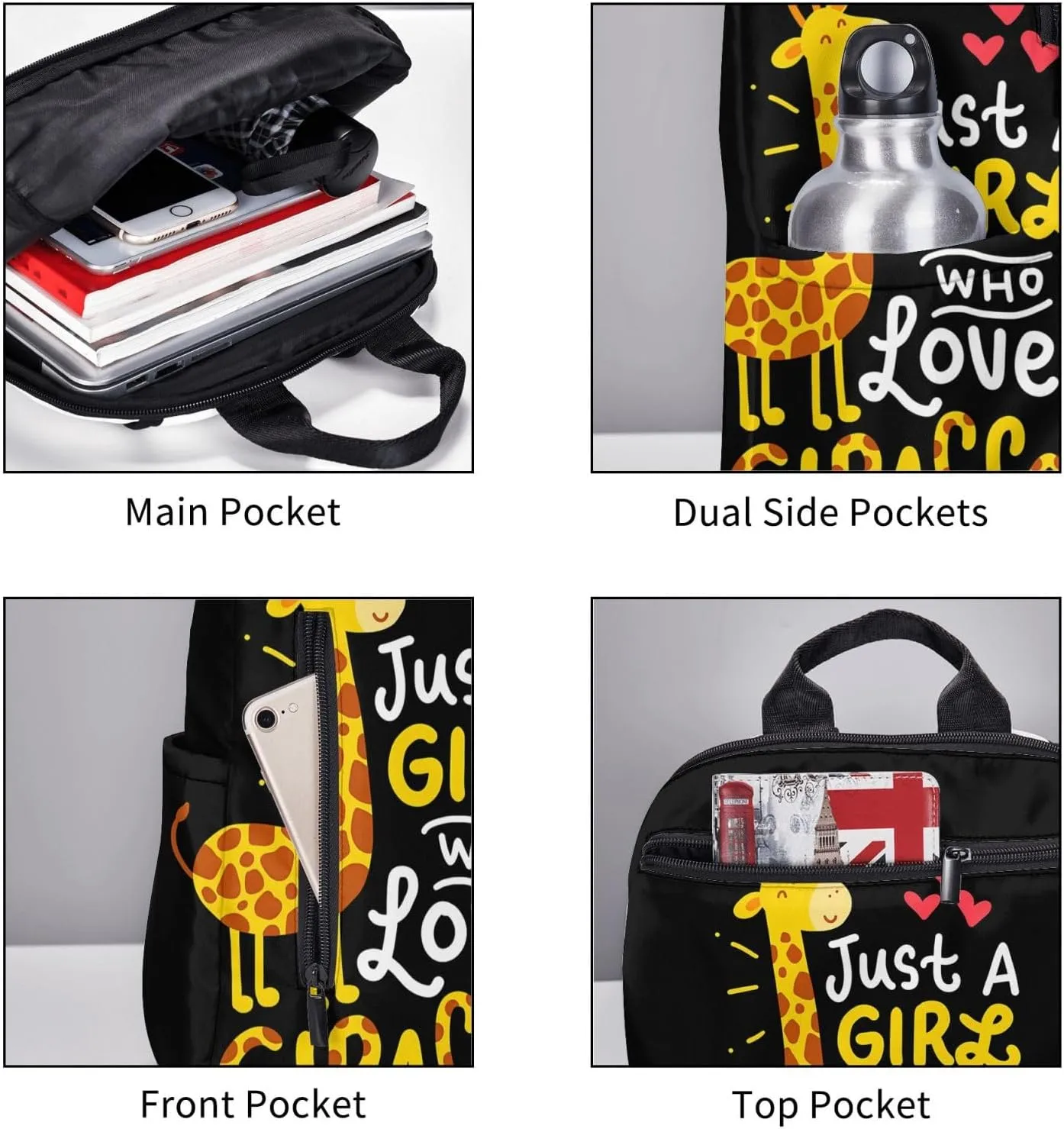 Just A Women Who Loves Giraffes Travel Laptop Backpack Casual Backpacks Double Shoulder Daypack Notebook Rucksack Work Bags Sports Bag for Gym Hiking Camping Beach
