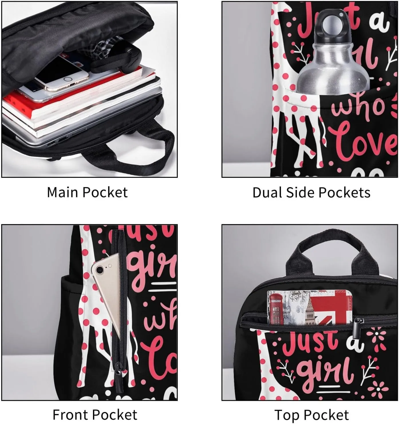 Just A Women Who Loves Giraffes Travel Laptop Backpack Casual Backpacks Double Shoulder Daypack Notebook Rucksack Work Bags Sports Bag for Gym Hiking Camping Beach