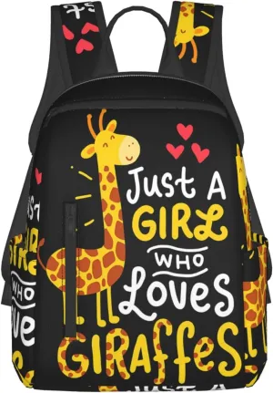 Just A Women Who Loves Giraffes Travel Laptop Backpack Casual Backpacks Double Shoulder Daypack Notebook Rucksack Work Bags Sports Bag for Gym Hiking Camping Beach