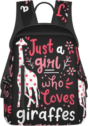 Just A Women Who Loves Giraffes Travel Laptop Backpack Casual Backpacks Double Shoulder Daypack Notebook Rucksack Work Bags Sports Bag for Gym Hiking Camping Beach