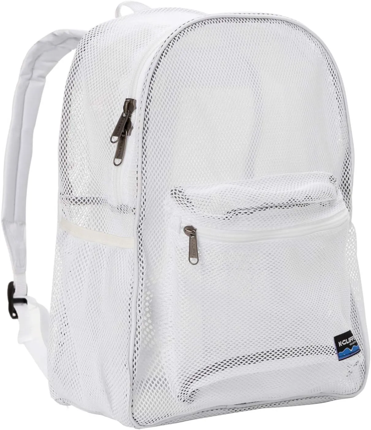K-Cliffs Heavy Duty Mesh Backpack Quality Classic Student Net Bookbag Durable See Through Simple Netting Daypack Basic School Bag White