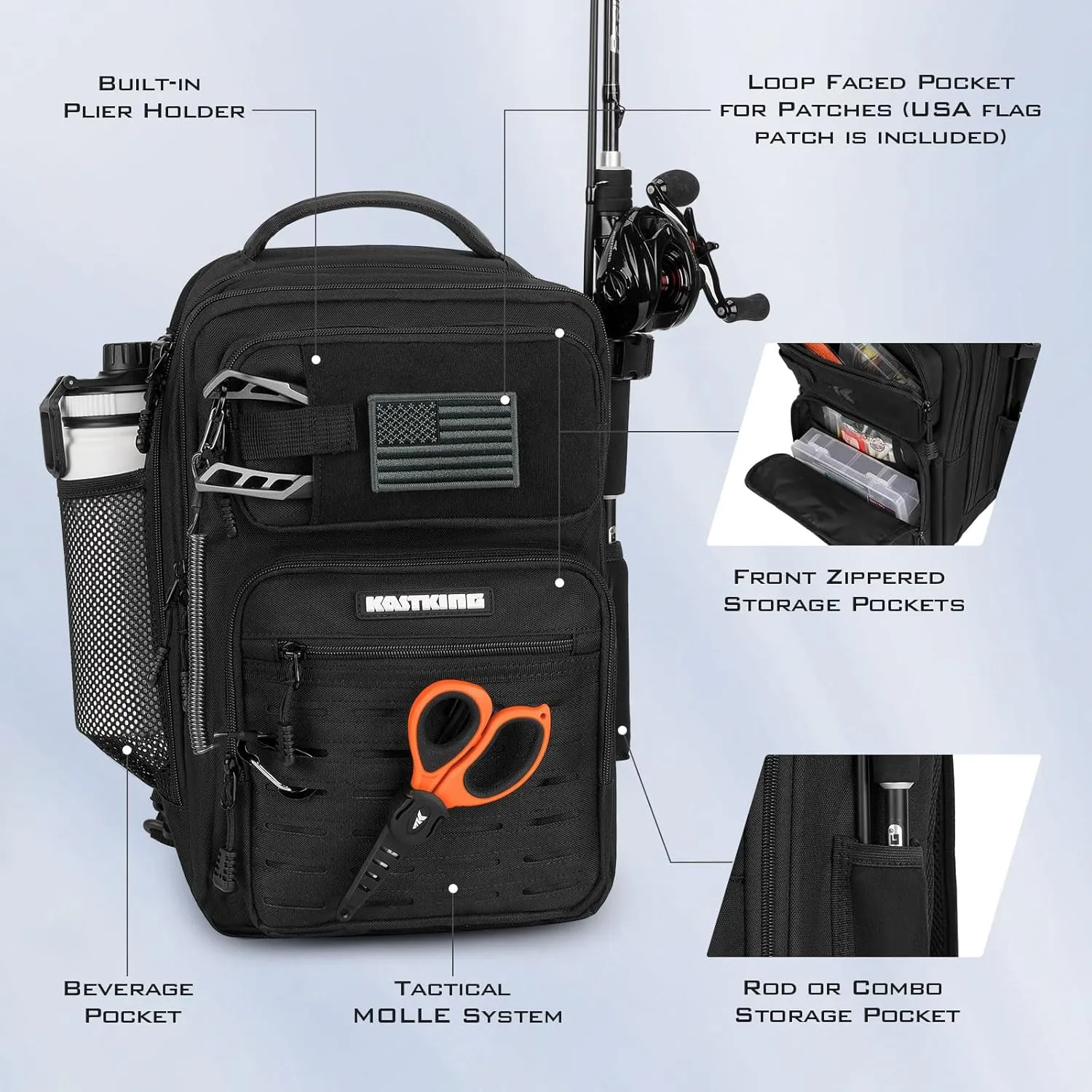 KastKing BlowBak Tactical Fishing Sling Tackle Bag - Lightweight Fishing Backpack - Storage for Gear and Equipment - Gift for Men