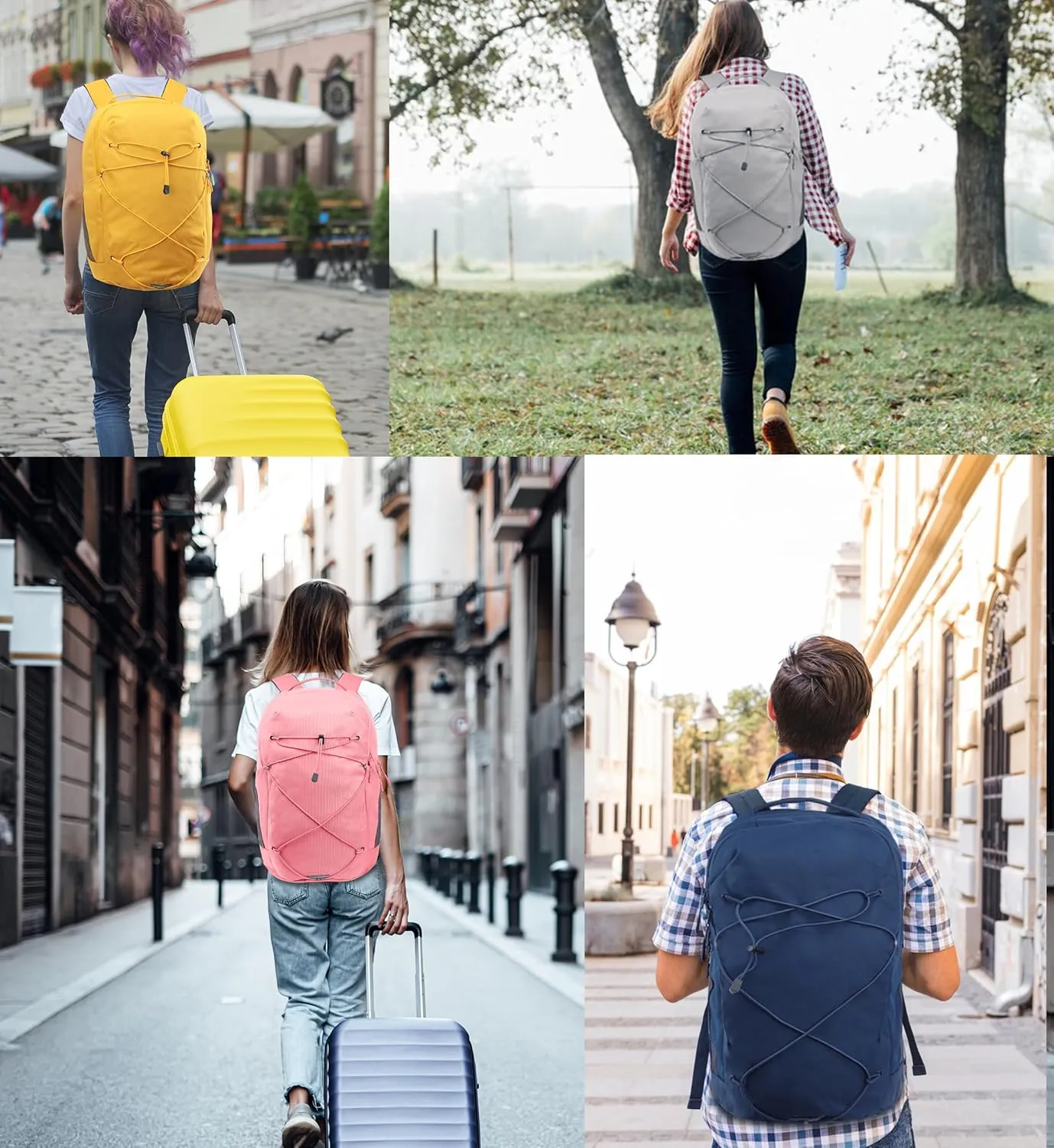 KEOFID Casual Backpack for Men and Women, Hiking Backpack for Travel, Black Daypacks for Sports, College, Water Resistant(Yellow)