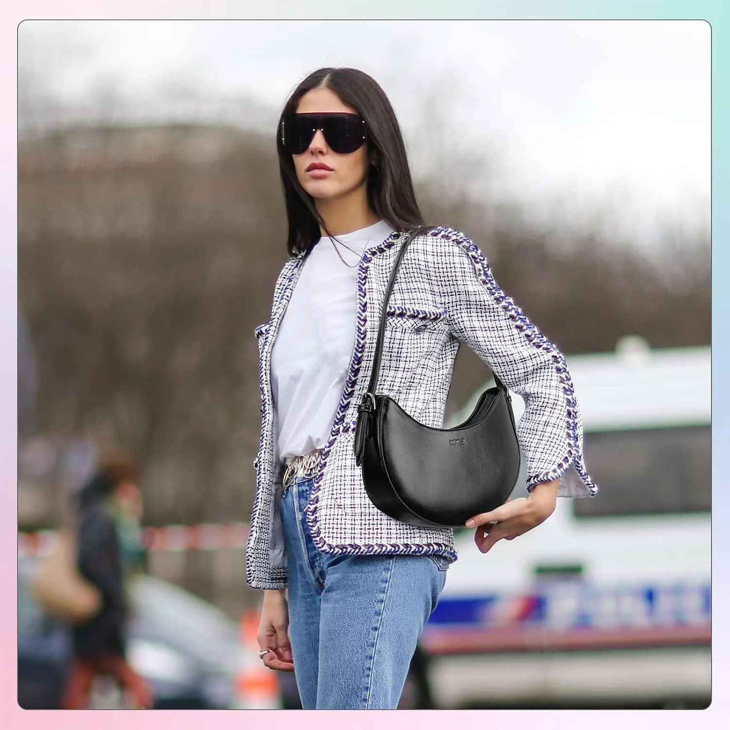 Keyli Shoulder Bag for Women Trendy Small Clutch Purse Zipper Closure Tote Shoulder Handbags with Adjustable Straps