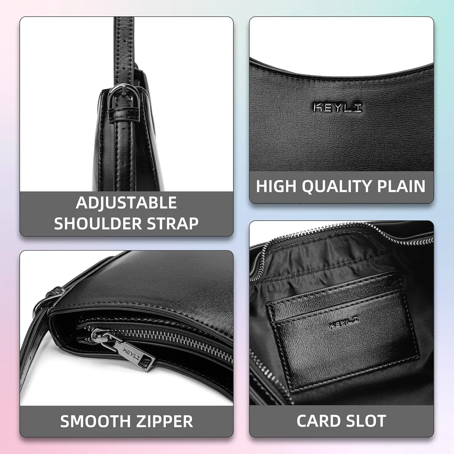 Keyli Shoulder Bag for Women Trendy Small Clutch Purse Zipper Closure Tote Shoulder Handbags with Adjustable Straps