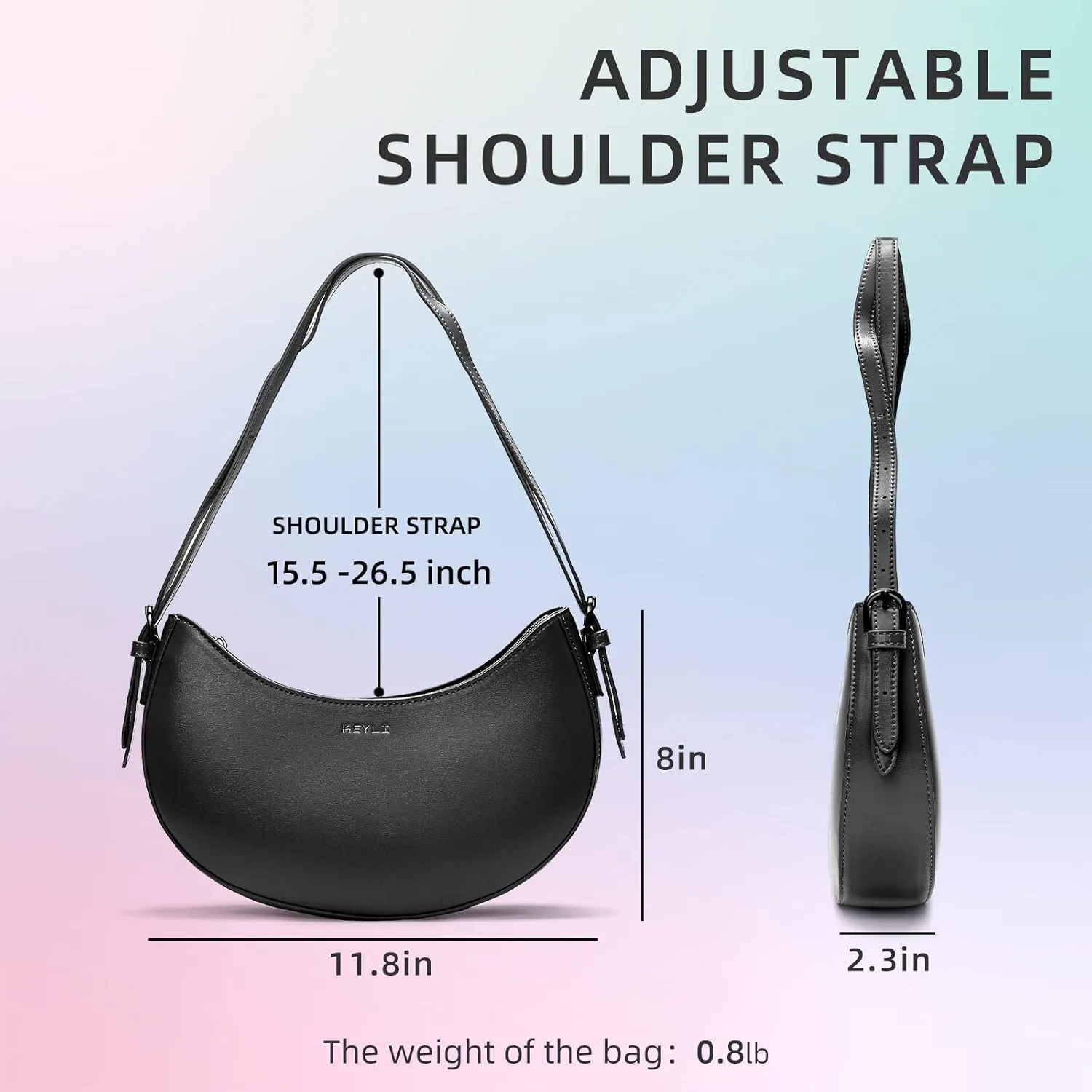 Keyli Shoulder Bag for Women Trendy Small Clutch Purse Zipper Closure Tote Shoulder Handbags with Adjustable Straps