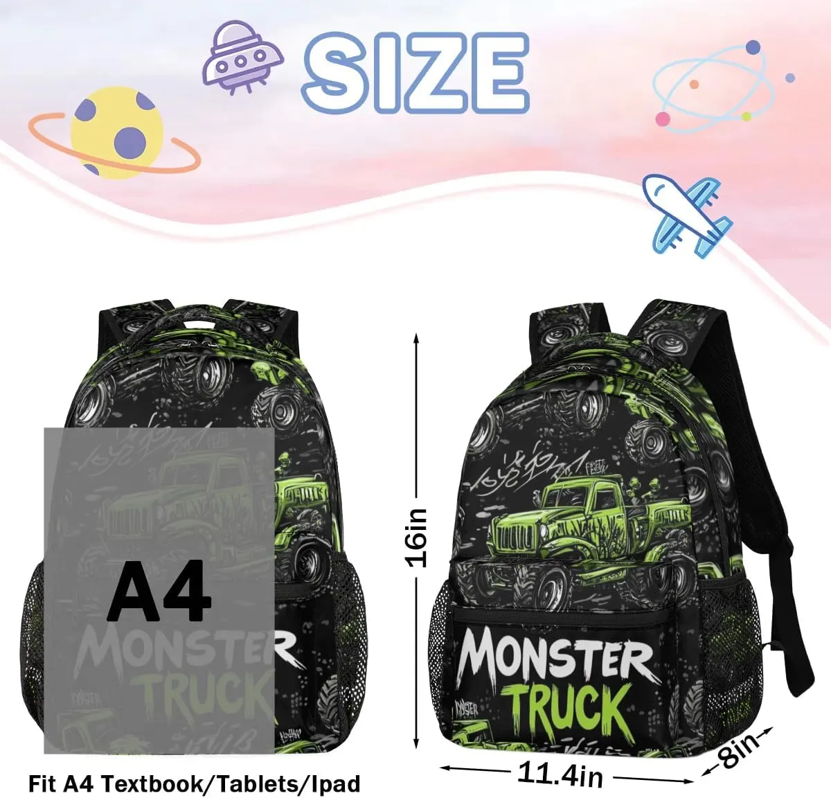 Kids Backpack for Boys - Elementary Middle School Bag Student Bookbag for Girls Teens - Casual Daypack Travel Laptop Backpacks(Truck)