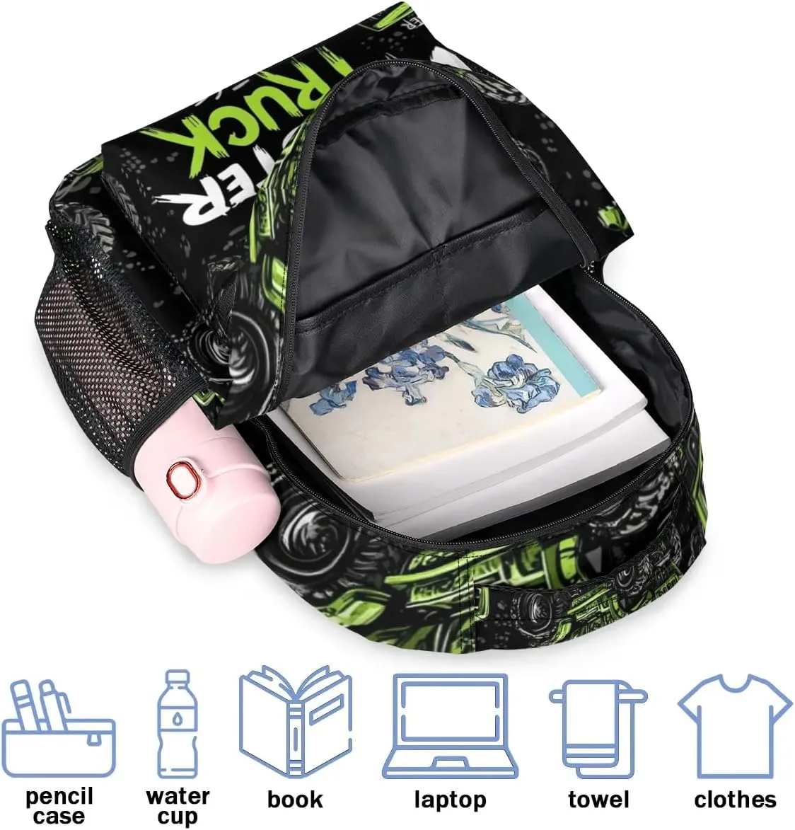 Kids Backpack for Boys - Elementary Middle School Bag Student Bookbag for Girls Teens - Casual Daypack Travel Laptop Backpacks(Truck)