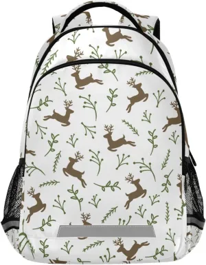 Kids Backpack for Boys Girls,Reindeer Seamless Cartoon Elementary School Backpacks Boys Children Bookbags Primary Kindergarten Bookbags 13.5L Water-Resistant Student Teenagers Travel Bag