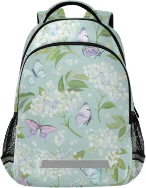 Kids Backpack for Boys Girls,Watercolor White Elderberry Floral Elementary School Backpacks Boys Children Bookbags Primary Kindergarten Bookbags 13.5L Water-Resistant Student Teenagers Travel