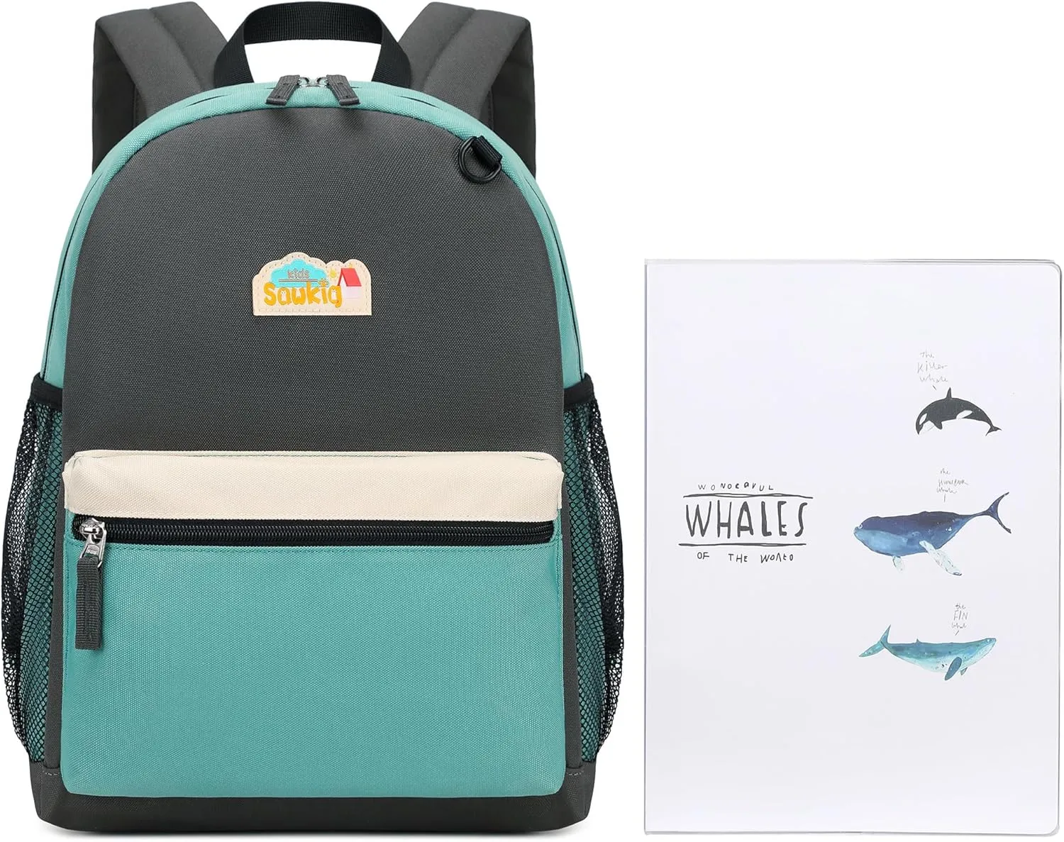 Kids Backpack for Boys Kindergarten School Backpack 15 inch Bookbag for Boys 4-6 (Black and Green)