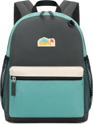 Kids Backpack for Boys Kindergarten School Backpack 15 inch Bookbag for Boys 4-6 (Black and Green)