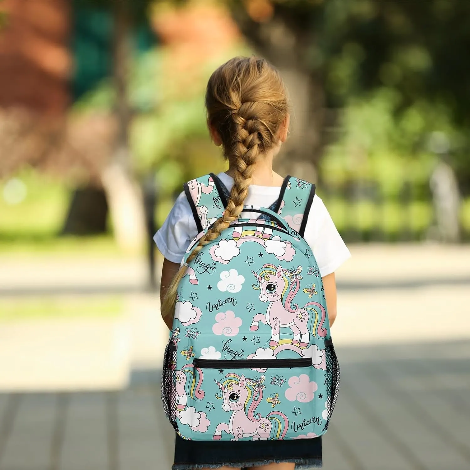 Kids Backpack for Teens Girls Boys, Rainbow Cute Love Happy Horse Colorful Water Resistant Child Bookbag School Bag with Adjustable Padded Straps