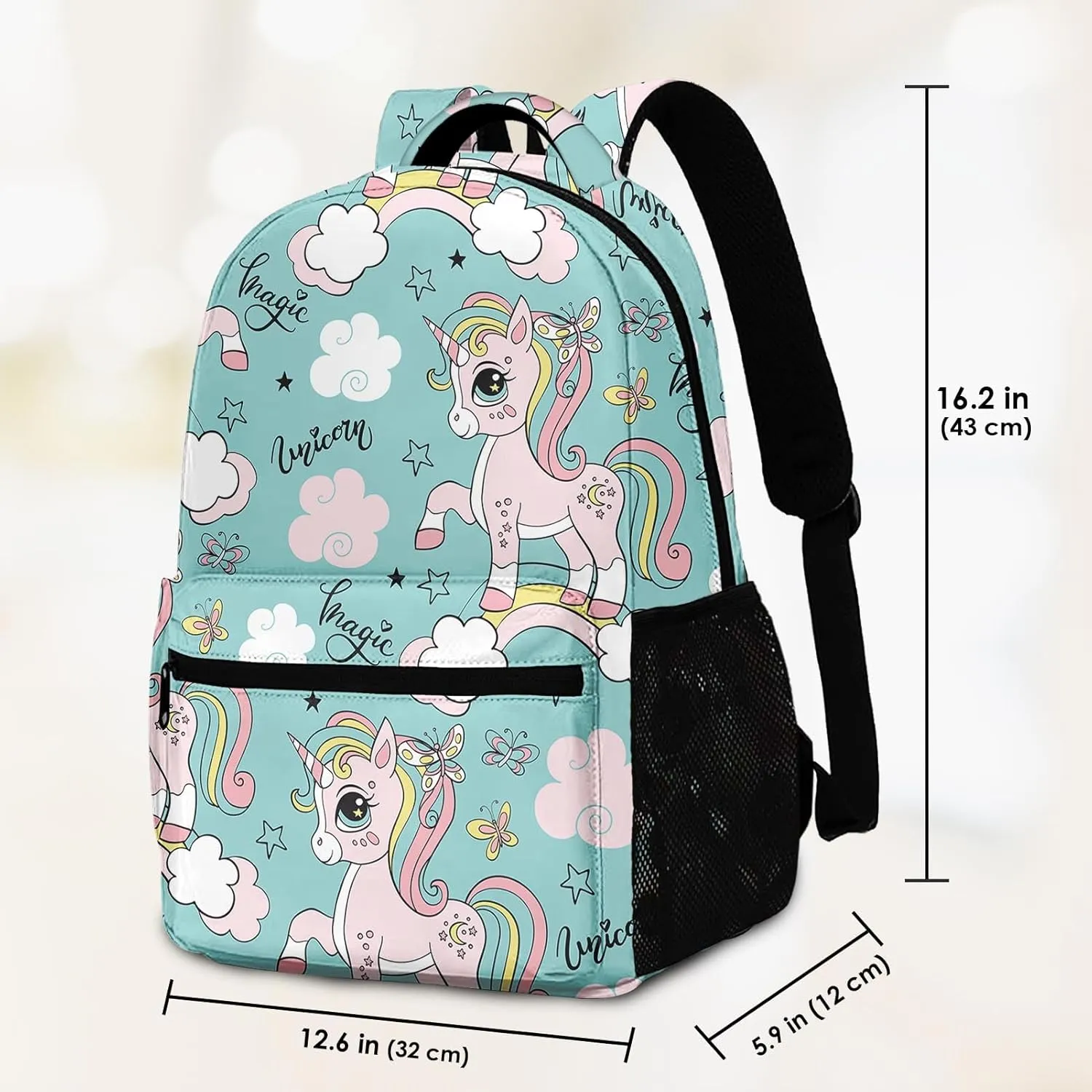 Kids Backpack for Teens Girls Boys, Rainbow Cute Love Happy Horse Colorful Water Resistant Child Bookbag School Bag with Adjustable Padded Straps