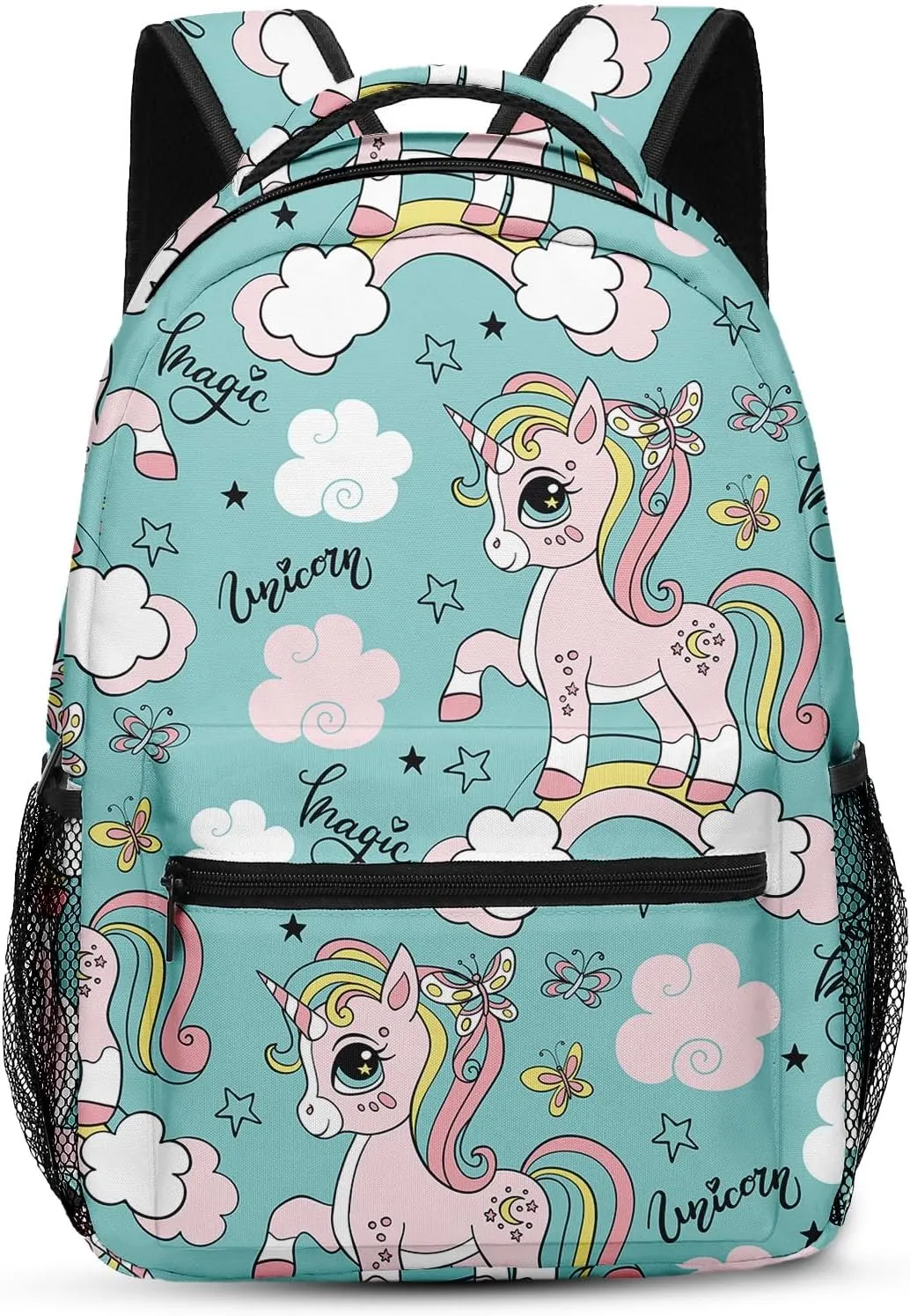 Kids Backpack for Teens Girls Boys, Rainbow Cute Love Happy Horse Colorful Water Resistant Child Bookbag School Bag with Adjustable Padded Straps