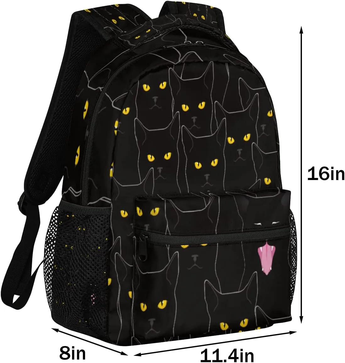 Kids School Backpack for Girls Boys Cute Black Cat School Bag Large Bookbag Lightweight Elementary Laptop Bag Travel Hiking Daypack