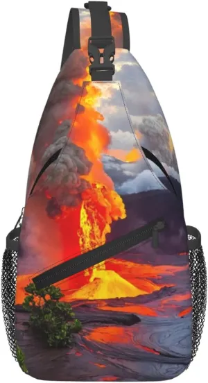 Kilauea Volcanos Print Sling Bag Crossbody Sling Backpack Cross Body Shoulder Bag Travel Hiking Daypack