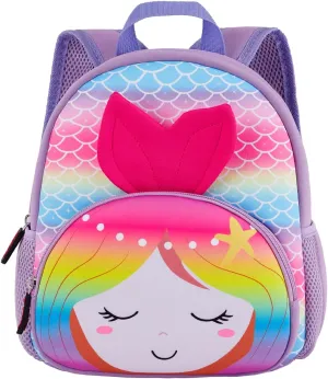 KK CRAFTS Preschool Backpack Toddler Neoprene Animal Schoolbag Lunch backpack for Kids Boys Girls(Colorful Mermaid)