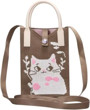 Knitted Lightweight Small Crossbody bags Cell Phone Purses Travel Pouch Shoulder Bag for Women