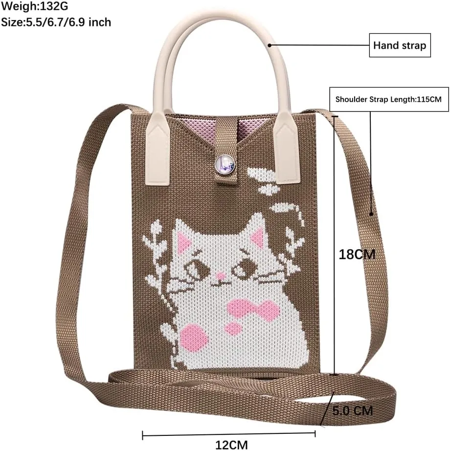 Knitted Lightweight Small Crossbody bags Cell Phone Purses Travel Pouch Shoulder Bag for Women