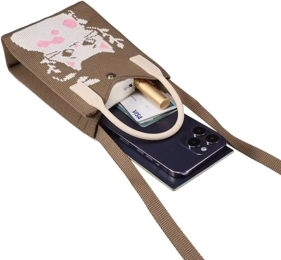 Knitted Lightweight Small Crossbody bags Cell Phone Purses Travel Pouch Shoulder Bag for Women