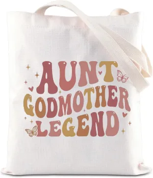 KUIYAI Aunt Godmother Legend Tote Bag Auntie To Be Canvas Bag Godmother Proposal Gift Mother Day Gift
