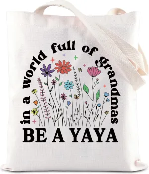 KUIYAI Best YAYA Ever Tote Bag Grandmother Shoulder Bag Grandma To Be Gift Mother Day Gift Grandmom Gift From Grandchild