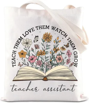 KUIYAI Teacher Assistant Appreciation Tote Bag Teaching Aid Gift Teacher Day Gift Teach Educator Gift Paraprofessional Gift