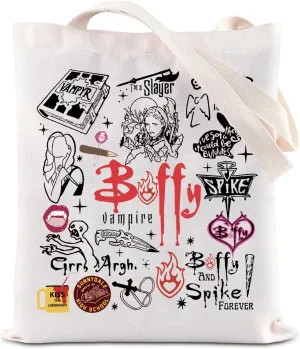 KUIYAI Vampire Merchandise Inspired Tote Bag Vampire Lovers Shoulder Bag 90s TV Show Gift Vampire Character Gift (BufyVampireTote)