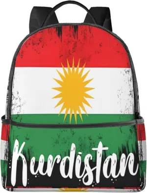 Kurdistan Kurdish Flag Casual Backpacks Laptop Backpack Carry-on Daypack Sports Travel Rucksack Lightweight Working Bag for Outdoor Hiking Cycling Walking