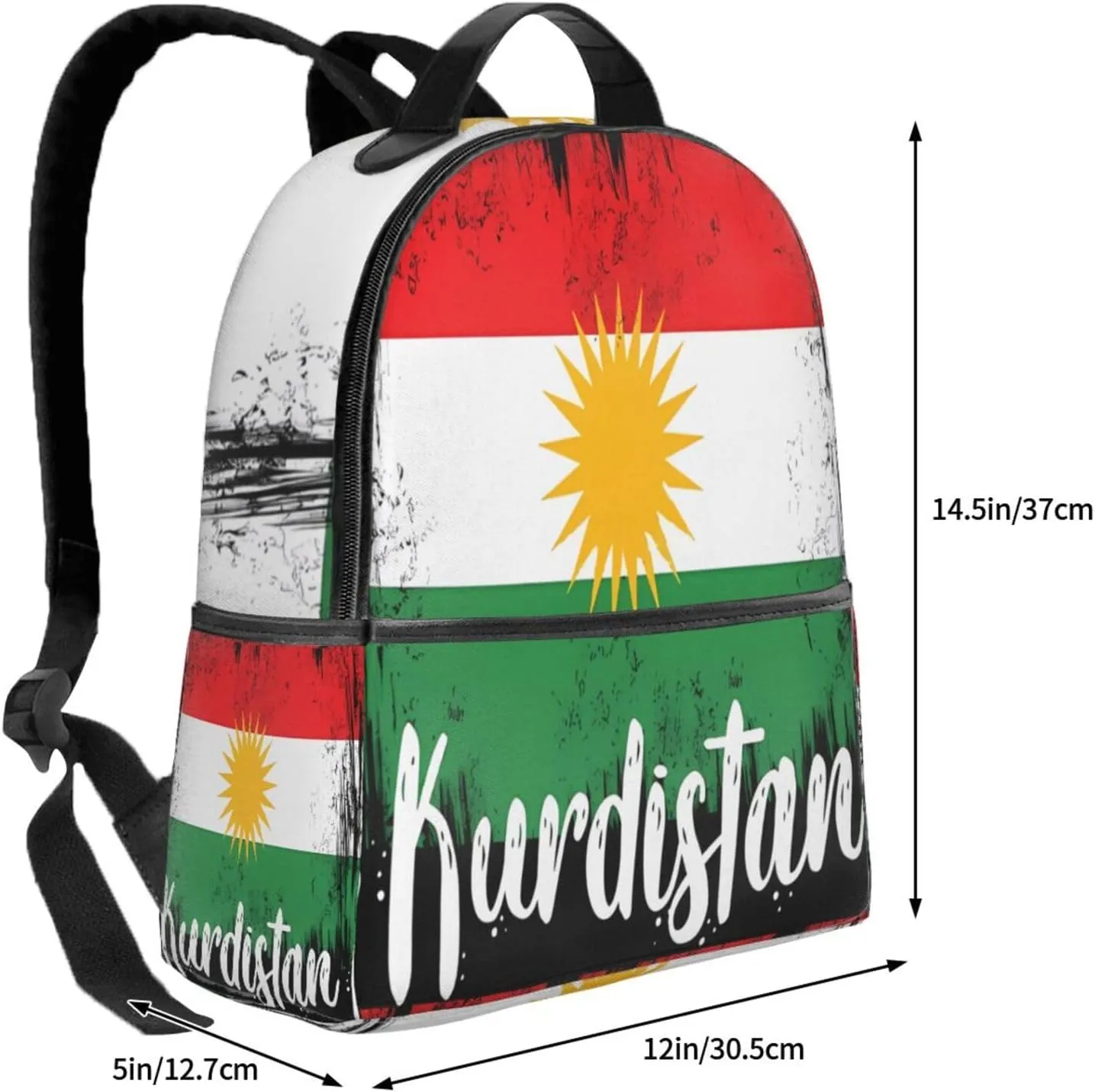 Kurdistan Kurdish Flag Casual Backpacks Laptop Backpack Carry-on Daypack Sports Travel Rucksack Lightweight Working Bag for Outdoor Hiking Cycling Walking
