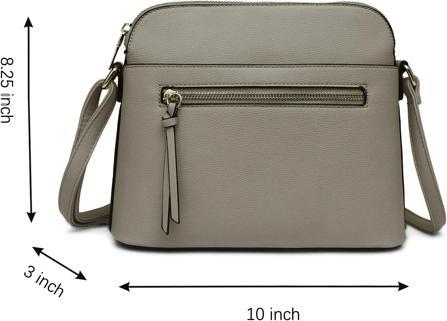 LA TERRE Small Crossbody Bag, Dome Shoulder Bag with Zipper Pocket Adjustable Strap