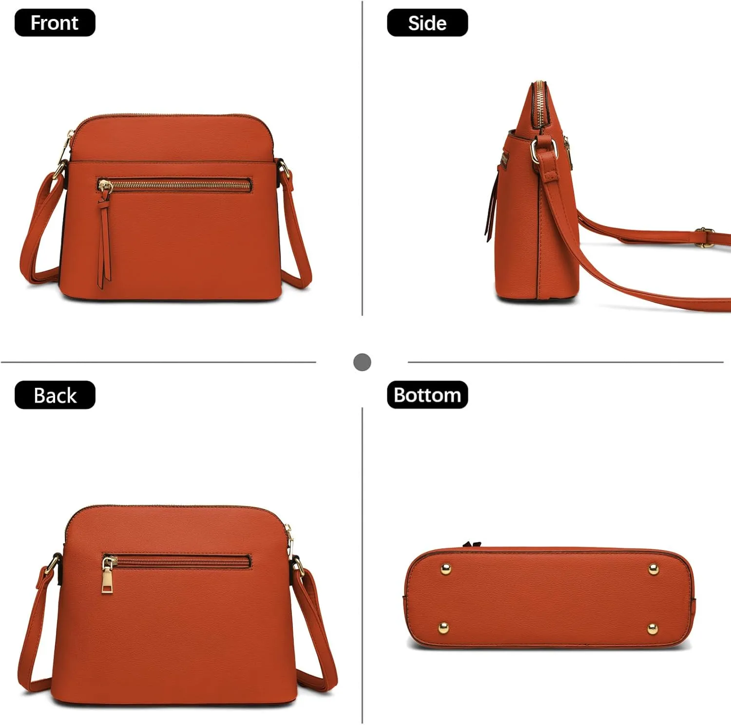 LA TERRE Small Crossbody Bag, Dome Shoulder Bag with Zipper Pocket Adjustable Strap