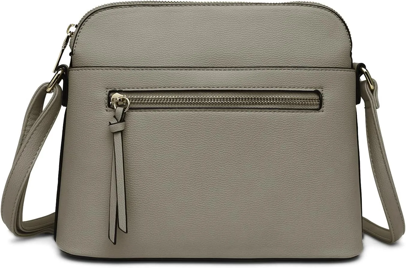 LA TERRE Small Crossbody Bag, Dome Shoulder Bag with Zipper Pocket Adjustable Strap