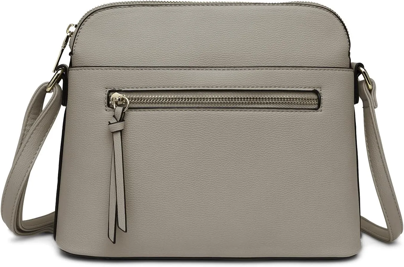 LA TERRE Small Crossbody Bag, Dome Shoulder Bag with Zipper Pocket Adjustable Strap
