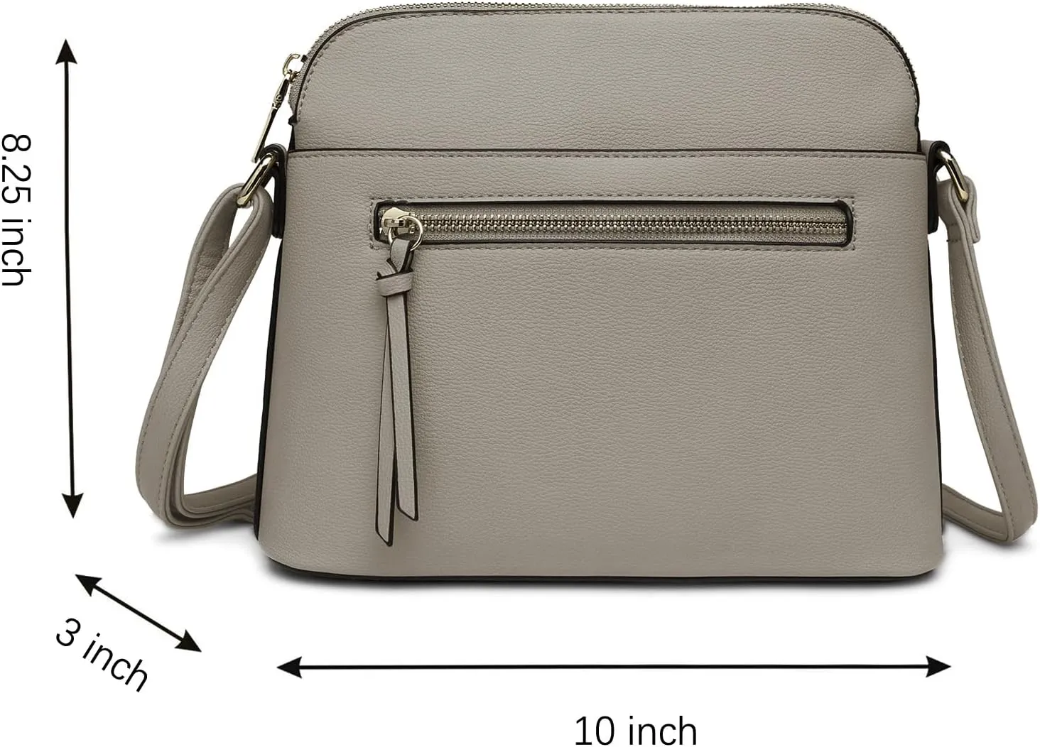 LA TERRE Small Crossbody Bag, Dome Shoulder Bag with Zipper Pocket Adjustable Strap