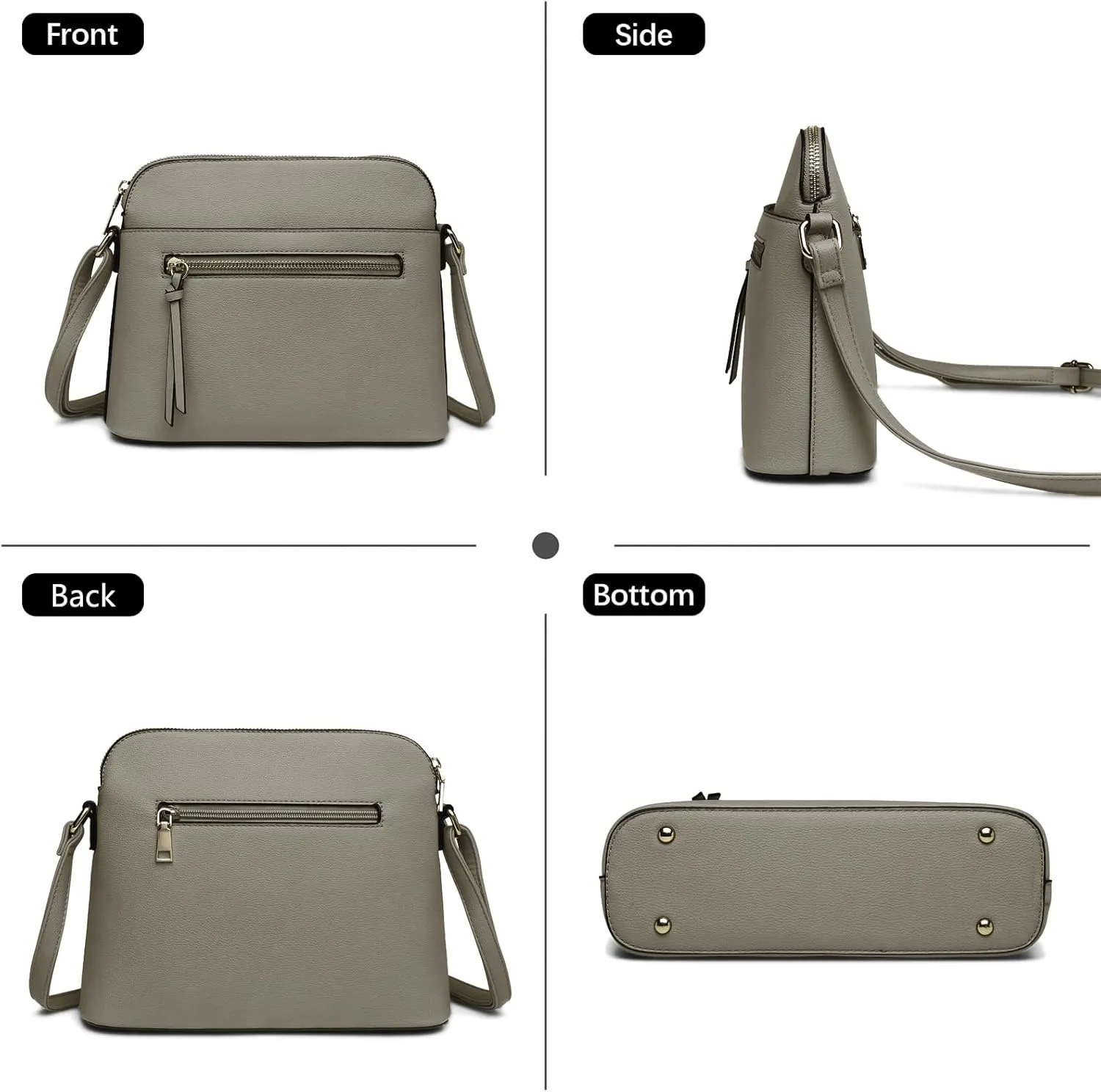 LA TERRE Small Crossbody Bag, Dome Shoulder Bag with Zipper Pocket Adjustable Strap