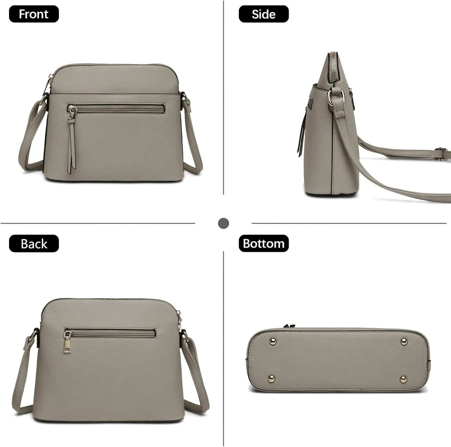 LA TERRE Small Crossbody Bag, Dome Shoulder Bag with Zipper Pocket Adjustable Strap