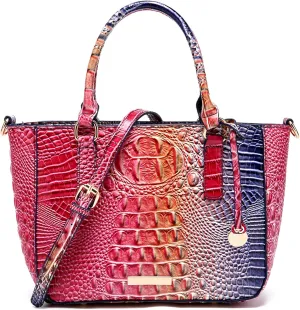 Ladies Tote Leather Bags for Women Crocodile Embossed Zipper Satchel Purse Elegant Compartments Crossbody Work