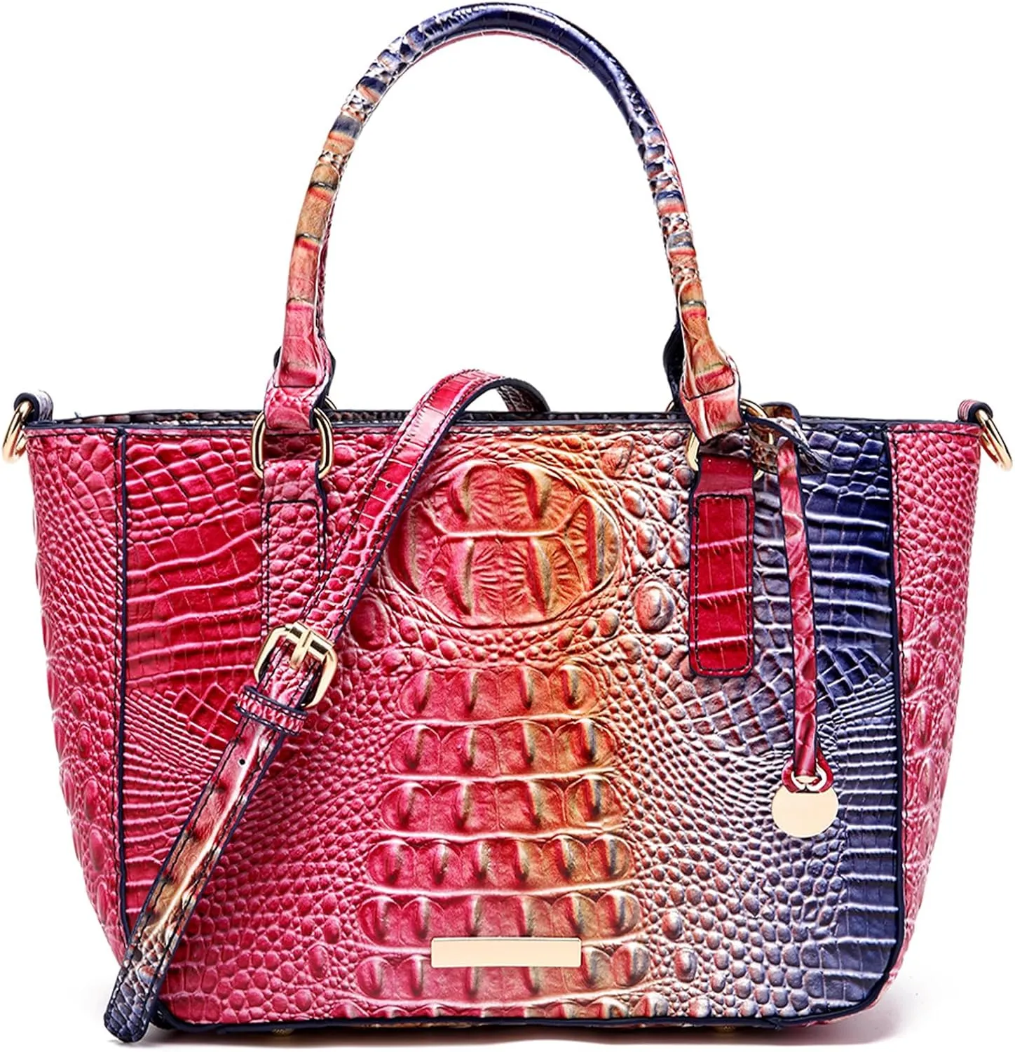 Ladies Tote Leather Bags for Women Crocodile Embossed Zipper Satchel Purse Elegant Compartments Crossbody Work