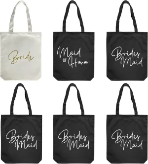 LADY & HOME 10pcs Bachelorette Party Bride Team Bridesmaid Cotton Tote Bags for Wedding Gifts