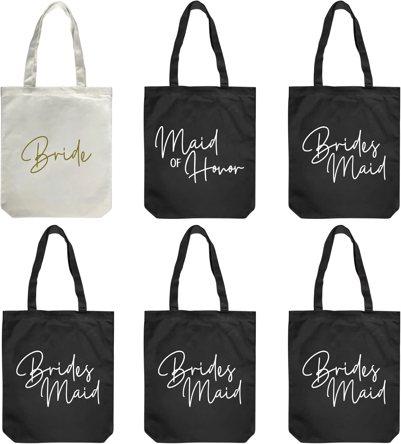 LADY & HOME 10pcs Bachelorette Party Bride Team Bridesmaid Cotton Tote Bags for Wedding Gifts