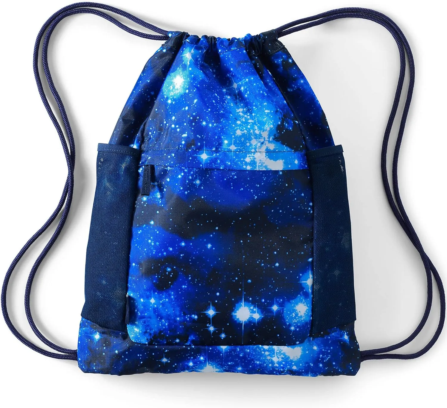 Lands' End Kids' Packable Cinch Sack Blue Galaxy Space 14" X 18"