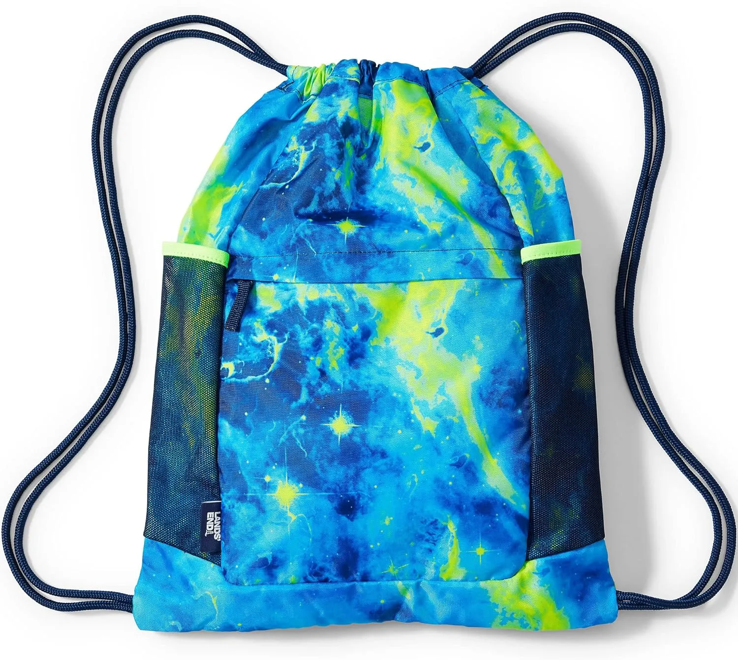 Lands' End Kids' Packable Cinch Sack Blue Space Galaxy 14" X 18"