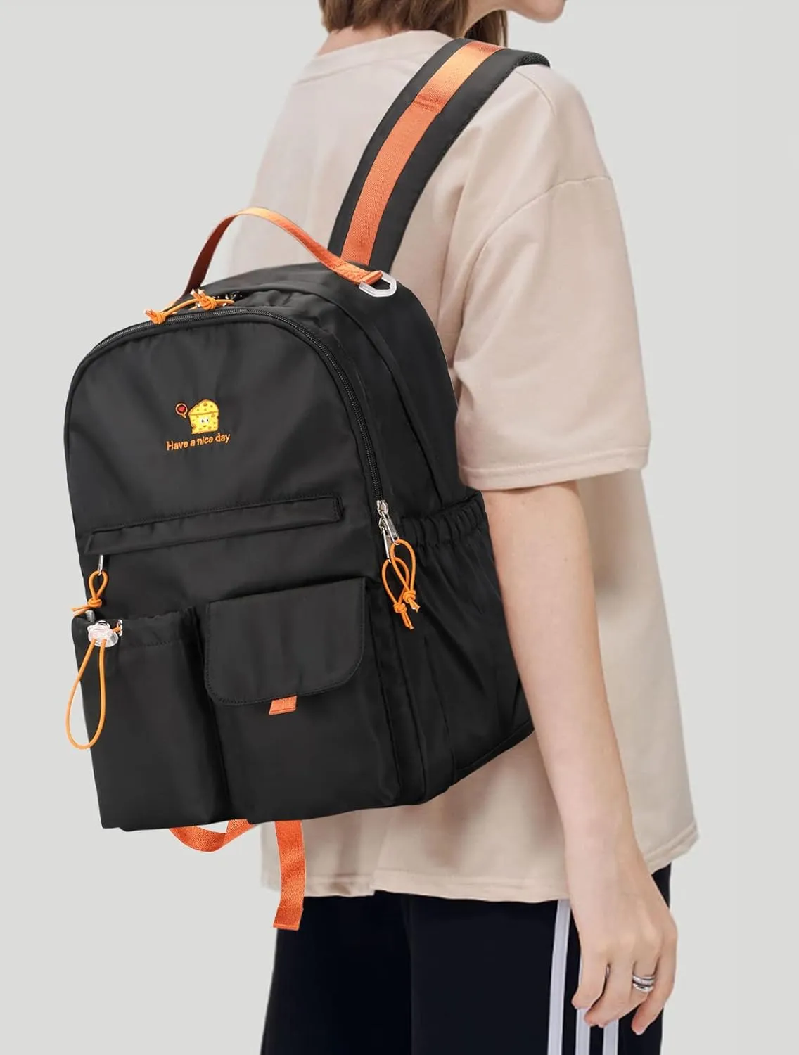 Lanola Teen Girl School Backpack Casual Daypack Bookbag Elementary College Travel Backpack with Cute Ribbon for Girls