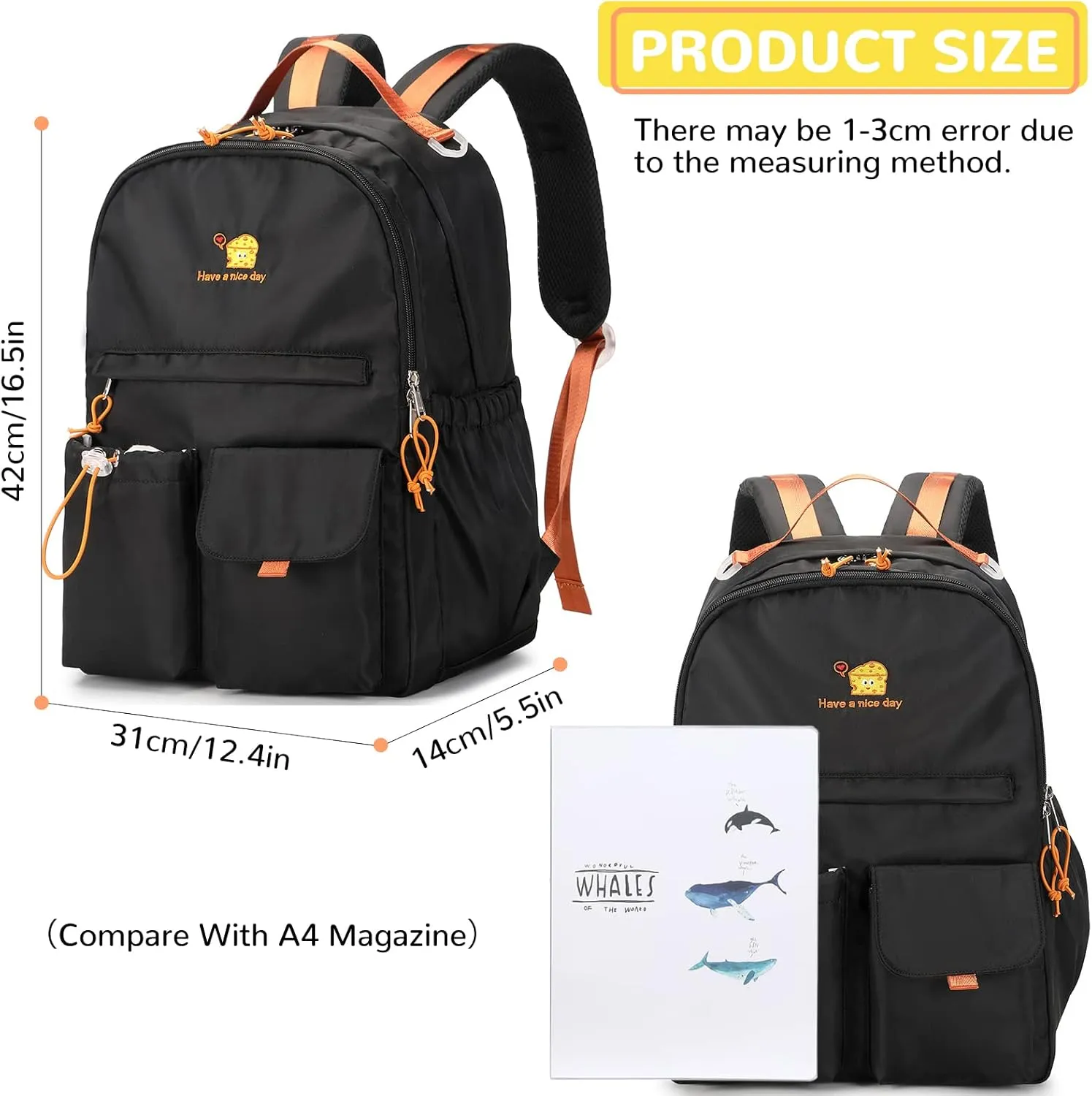 Lanola Teen Girl School Backpack Casual Daypack Bookbag Elementary College Travel Backpack with Cute Ribbon for Girls