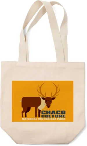 Lantern Press Chaco Culture National Historical Park, New Mexico, Elk, Geo, (100% Cotton Canvas Reusable Tote Bag)