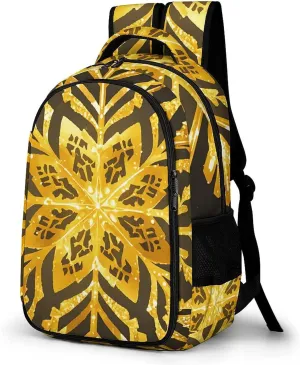 Laptop Backpack for Men Women Daypack Golden Christmas Snowflakes Computer Bag Travel Backpacks Laptop Bag