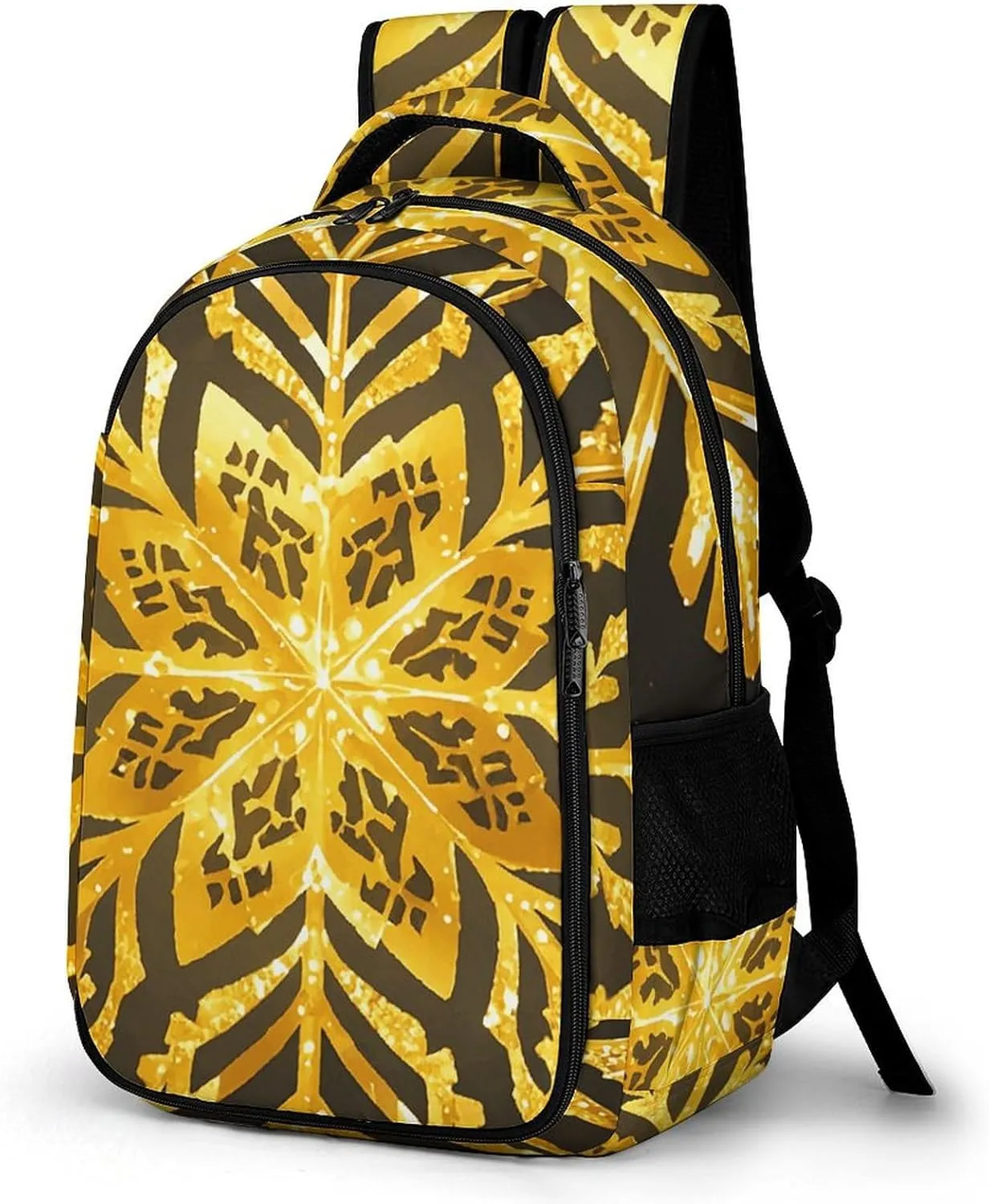 Laptop Backpack for Men Women Daypack Golden Christmas Snowflakes Computer Bag Travel Backpacks Laptop Bag