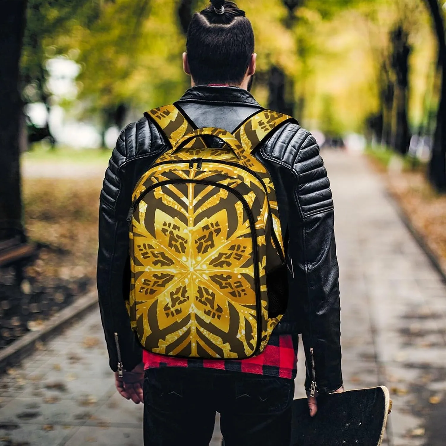 Laptop Backpack for Men Women Daypack Golden Christmas Snowflakes Computer Bag Travel Backpacks Laptop Bag